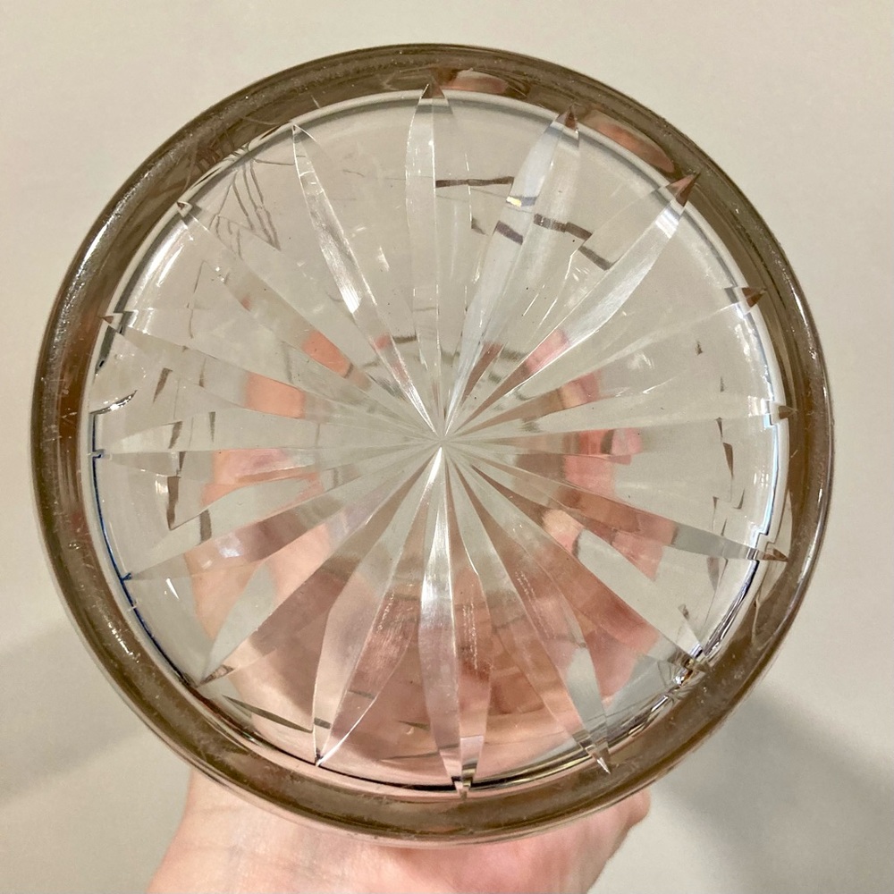 Vintage Etched Glass Vase with Floral Design Starburst Base Cottagecore Decor - Picture 12 of 12
